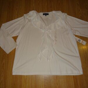 Women's Size 3X White Blouse / Shirt by Jones New York **NEW WITH TAGS**